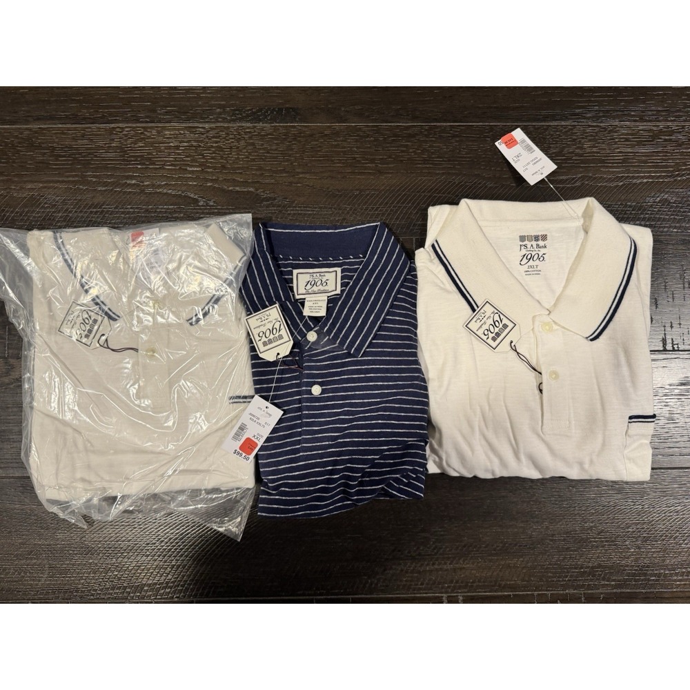 3 NWT Jos A Bank 1905 Polo Shirts Mens 2XL XXL 2XLT Big Tall Luxury Cotton Lot